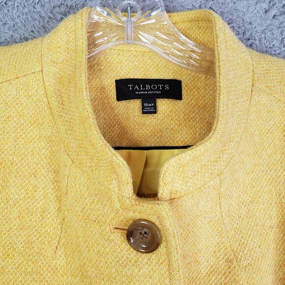 Talbots Blazer Women's Wool Long Sleeve Lined Jacket Yellow Size 16WP Petite - Picture 4 of 8